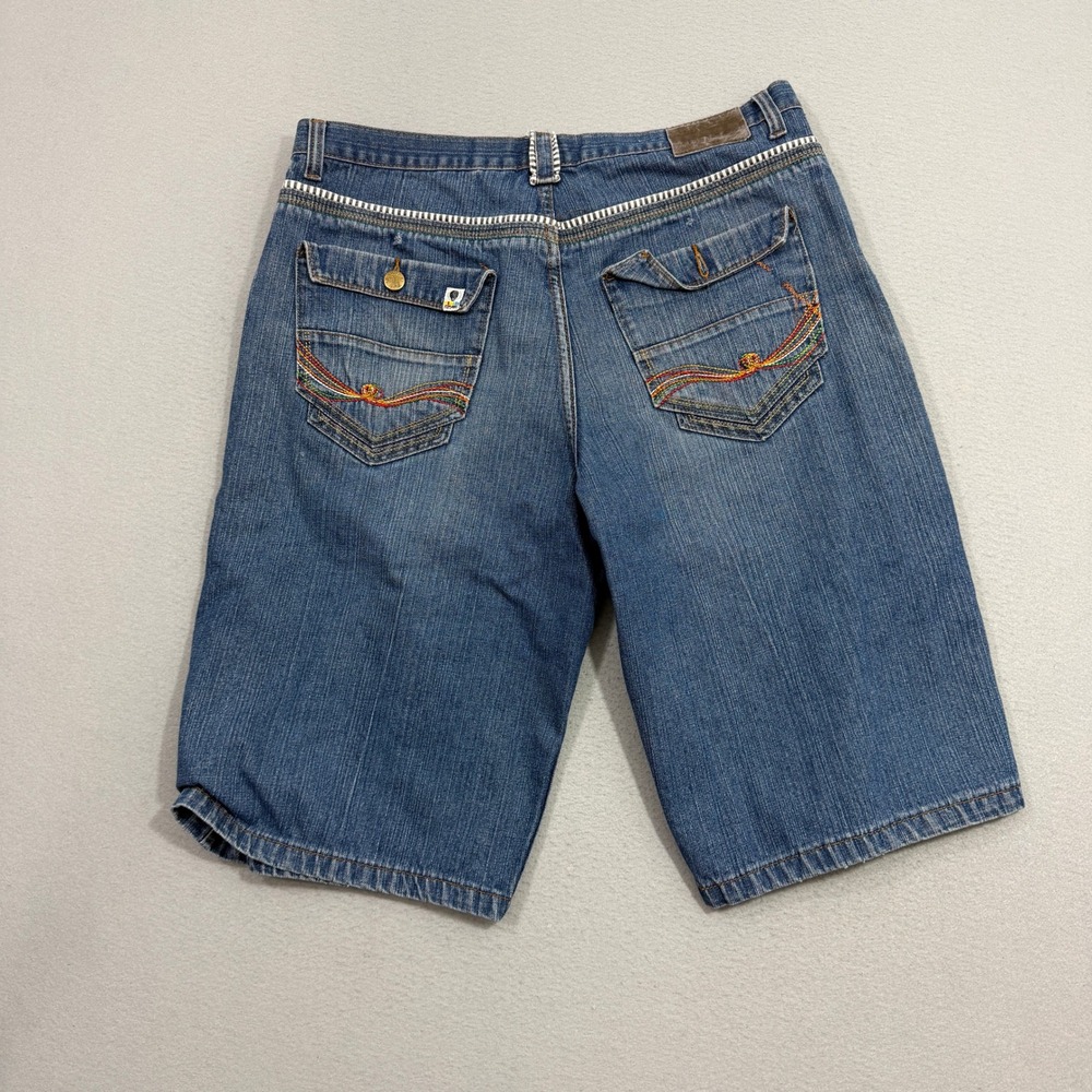 Vintage Red Ape Jean Shorts 40 Blue Denim Jorts 15" Inseam Embroidered Baggy y2k